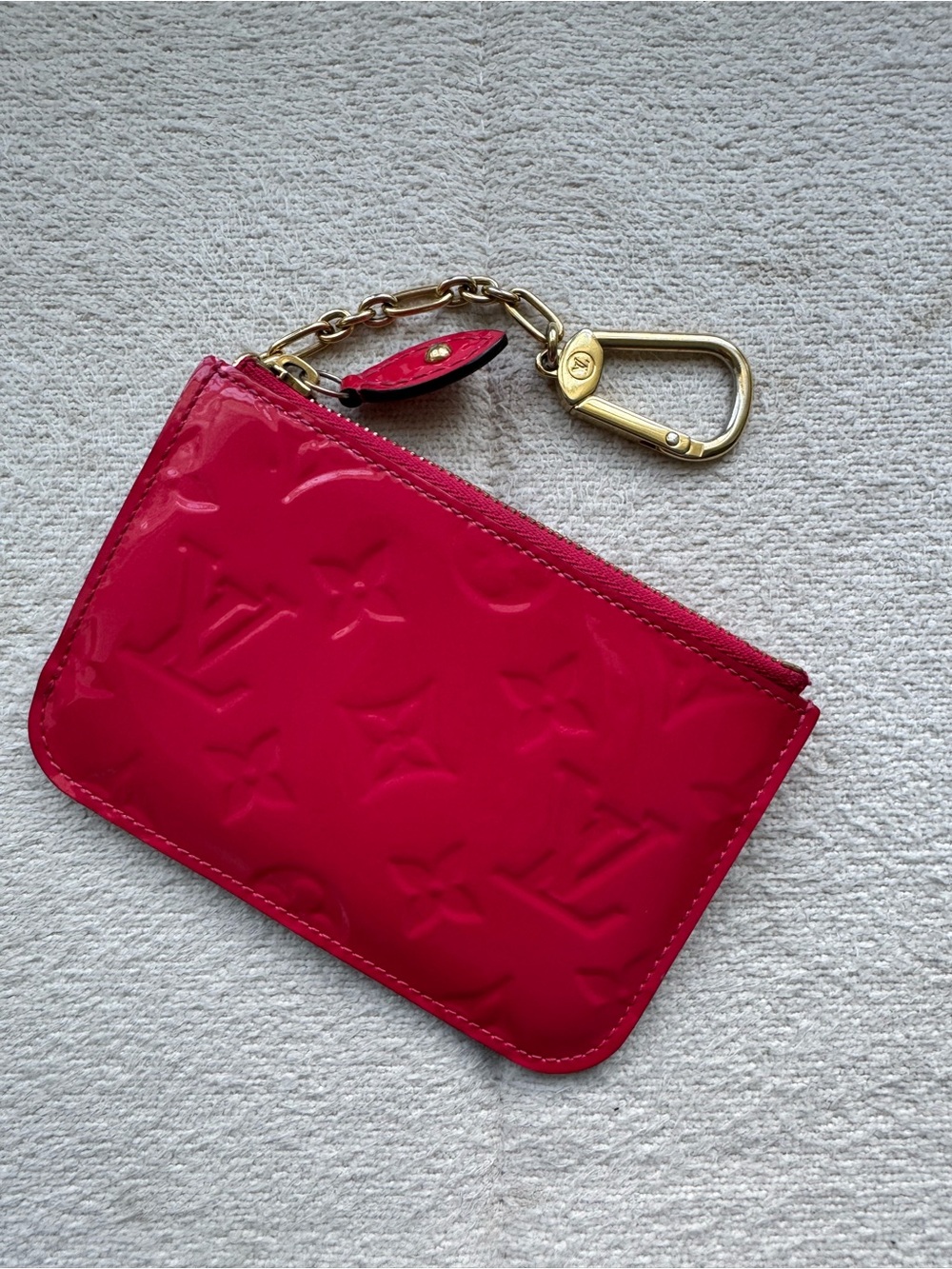 Louis Vuitton Hot Pink Vernis Key Pouch with Gold Hardware